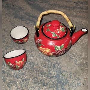 Vintage Pier 1 "Peonies" Tea for Two